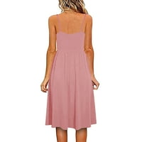 Manxivoo рокля летни рокли за жени без ръкави v шия спагети каишка линия модна ежедневна рокля летни рокли женски ежедневни рокли розови розови