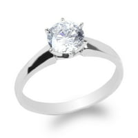 Sterling Silver 0.9ct Round CZ сватбен пасианс пръстен 4-10