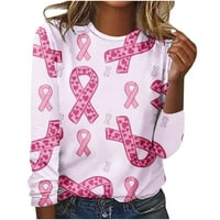 Aboser ризи за рак на гърдата за жени розова лента графични тийнейджъри модерни върхове с дълъг ръкав плюс размер блуза с тениски рак на гърдата тениски