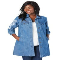 Jessica London Women's Plus Size Long Denim Jacket