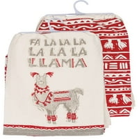 La La La Llama Коледни кърпи за чай, комплект от 2, примитиви от Кати