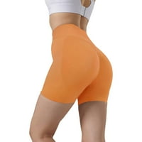Entyinea йога къси панталони за жени с висока талия за контрол на корема за компресиране на тренировки жълти xl