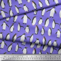 Soimoi Purple Cotton Poplin Fabric Penguin Ocean Decor Fabric Printed Yard Wide