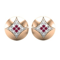 Колекция DazzlingRock Round Ruby закръглена кайт форма Обеци от винтове за жени в 14K розово злато