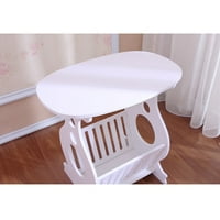 Hommpa End Table White Side Table Oval Nightstand Storage Shelf за хол 11.61x11.42x