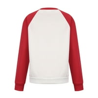 Timegard жени модни ежедневни раглан пуловер Небрежен суичър за печат на устни с дълъг ръкав отгоре, червен, l