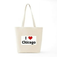 Cafepress - Обичам чантата на Чикаго Тот - Естествено платно тотална чанта, платна чанта