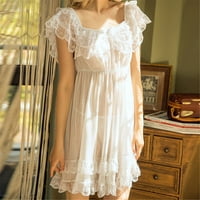 Ballsfhk жени с късо ръкав дантела сатен реколта Nightdress Pajamas Nightwear Sleepwear