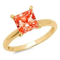 3CT Princess Cut Red симулиран диамант 18k жълто злато годишнина годежен пръстен размер 7.25