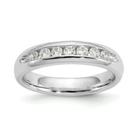 0,32ct. CZ солиден истински 14k бяло злато 7-каменна канал сватбена лента пръстен