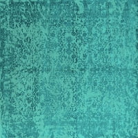 Ahgly Company Machine Pashable Indoor Square Oriental Turquoise Blue Industrial Area Rugs, 5 'квадрат
