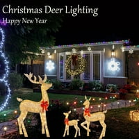 Yannee Коледни светлини Декорации на елени осветени елени с червени лъкове празник
